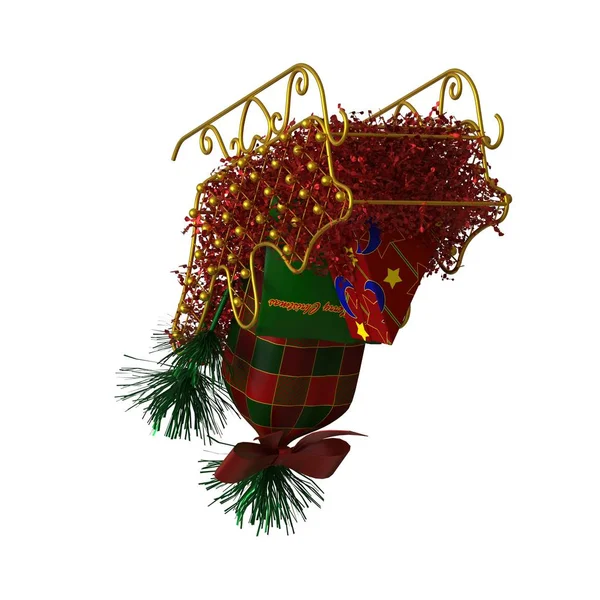 Decoración de trineo de Navidad, aislar sobre un fondo blanco. Representación 3D de excelente calidad en alta resolución —  Fotos de Stock