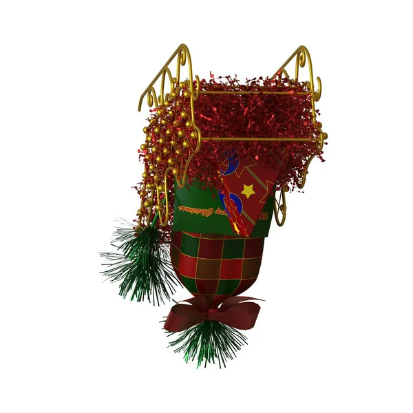 Decorazione slitta di Natale, isolare su uno sfondo bianco. Rendering 3D di ottima qualità in alta risoluzione — Foto Stock