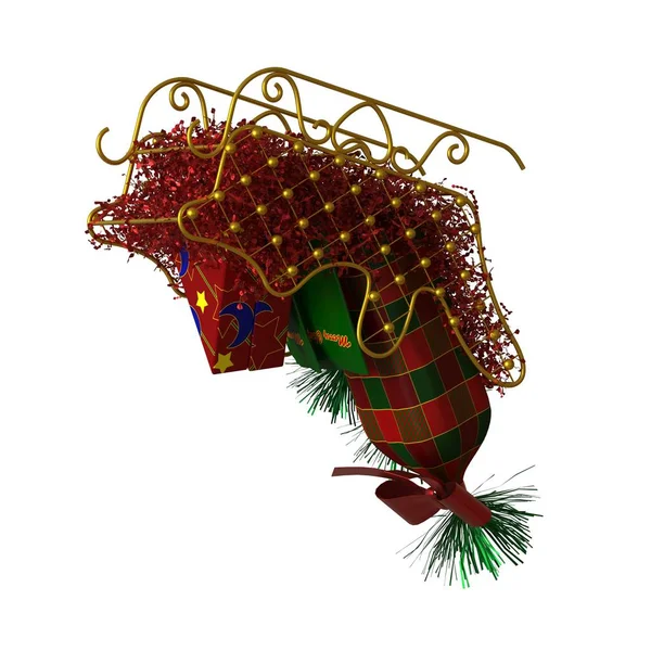 Decorazione slitta di Natale, isolare su uno sfondo bianco. Rendering 3D di ottima qualità in alta risoluzione — Foto Stock