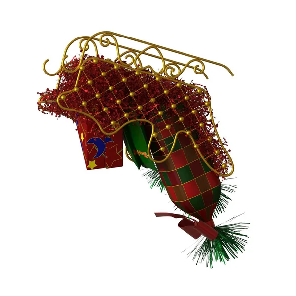 Decorazione slitta di Natale, isolare su uno sfondo bianco. Rendering 3D di ottima qualità in alta risoluzione — Foto Stock