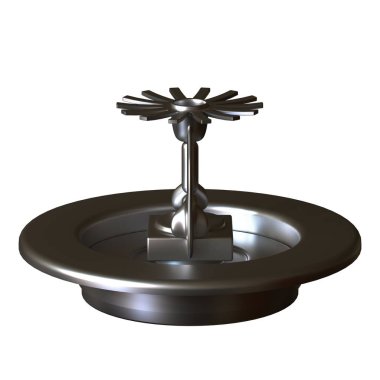 Beyaz arka planda yangın fıskiyesi, izole. Yüksek çözünürlüklü 3D tasarım. Büyütülebilir ve arka plan ya da doku olarak kullanılabilir..