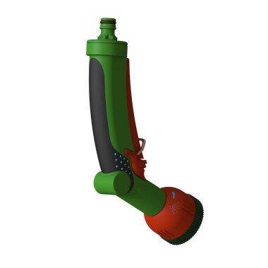 Hortumu sulamak için hortumla ıslat. Hortum hortumu beyaz arka planda izole edilmiş su püskürtüyor. Yüksek çözünürlüklü 3D tasarım. Büyütülebilir ve arka plan ya da doku olarak kullanılabilir..