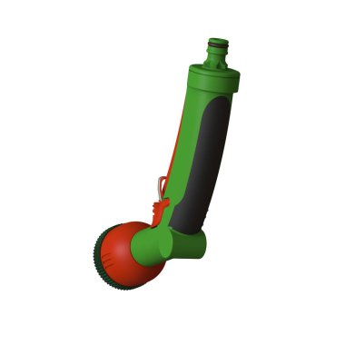 Hortumu sulamak için hortumla ıslat. Hortum hortumu beyaz arka planda izole edilmiş su püskürtüyor. Yüksek çözünürlüklü 3D tasarım. Büyütülebilir ve arka plan ya da doku olarak kullanılabilir..