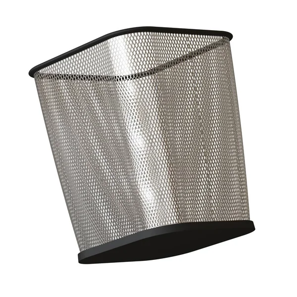 Wastepaper basket on a white background, isolate. 3D rendering of excellent quality in high resolution. It can be enlarged and used as a background or texture. — Stock Photo, Image