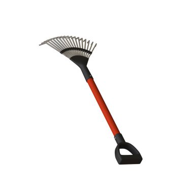Beyaz arka planda bahçe tırmığı, izole. Yüksek çözünürlüklü 3D tasarım. Büyütülebilir ve arka plan ya da doku olarak kullanılabilir..