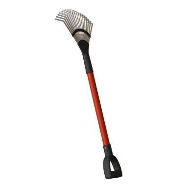 Beyaz arka planda bahçe tırmığı, izole. Yüksek çözünürlüklü 3D tasarım. Büyütülebilir ve arka plan ya da doku olarak kullanılabilir..