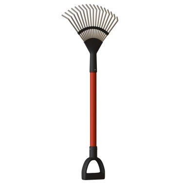 Garden rake on a white background, isolate. 3D rendering of excellent quality in high resolution. It can be enlarged and used as a background or texture. clipart