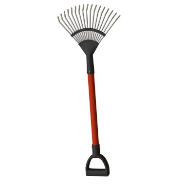 Beyaz arka planda bahçe tırmığı, izole. Yüksek çözünürlüklü 3D tasarım. Büyütülebilir ve arka plan ya da doku olarak kullanılabilir..