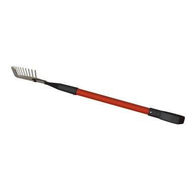Beyaz arka planda bahçe tırmığı, izole. Yüksek çözünürlüklü 3D tasarım. Büyütülebilir ve arka plan ya da doku olarak kullanılabilir..