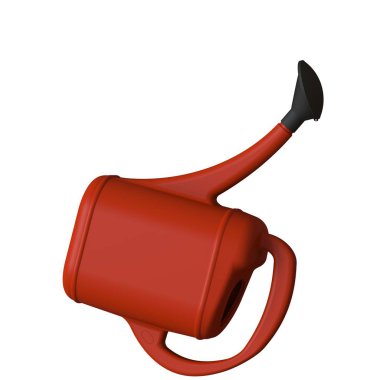 Beyaz arka planda kırmızı bahçe sulama kutusu, izole. Yüksek çözünürlüklü 3D tasarım. Büyütülebilir ve arka plan ya da doku olarak kullanılabilir..