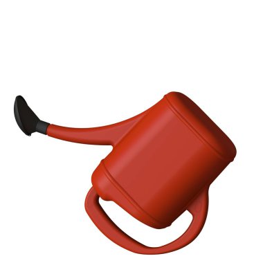 Beyaz arka planda kırmızı bahçe sulama kutusu, izole. Yüksek çözünürlüklü 3D tasarım. Büyütülebilir ve arka plan ya da doku olarak kullanılabilir..