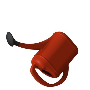 Beyaz arka planda kırmızı bahçe sulama kutusu, izole. Yüksek çözünürlüklü 3D tasarım. Büyütülebilir ve arka plan ya da doku olarak kullanılabilir..