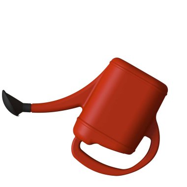 Beyaz arka planda kırmızı bahçe sulama kutusu, izole. Yüksek çözünürlüklü 3D tasarım. Büyütülebilir ve arka plan ya da doku olarak kullanılabilir..