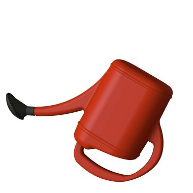 Beyaz arka planda kırmızı bahçe sulama kutusu, izole. Yüksek çözünürlüklü 3D tasarım. Büyütülebilir ve arka plan ya da doku olarak kullanılabilir..