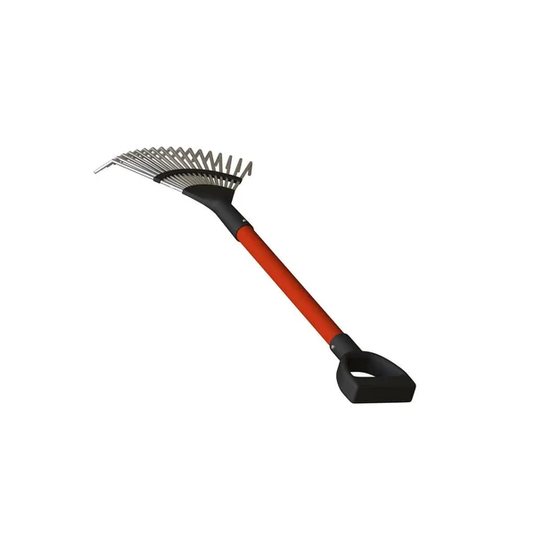 Garden rake on a white background, isolate. 3D rendering of excellent quality in high resolution. It can be enlarged and used as a background or texture. — Stock Photo, Image