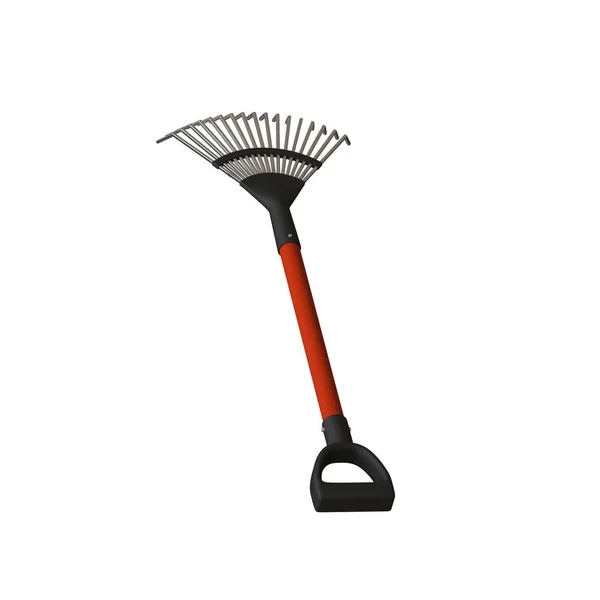 Garden rake on a white background, isolate. 3D rendering of excellent quality in high resolution. It can be enlarged and used as a background or texture. — Stock Photo, Image