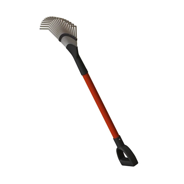 Garden rake on a white background, isolate. 3D rendering of excellent quality in high resolution. It can be enlarged and used as a background or texture. — Stock Photo, Image