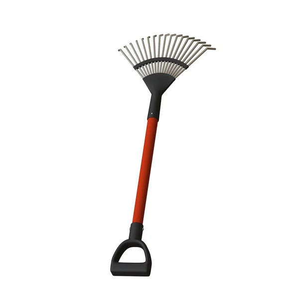 Garden rake on a white background, isolate. 3D rendering of excellent quality in high resolution. It can be enlarged and used as a background or texture. — Stock Photo, Image