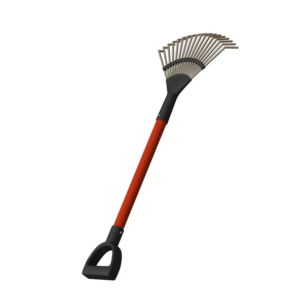 Garden rake on a white background, isolate. 3D rendering of excellent quality in high resolution. It can be enlarged and used as a background or texture. — Stock Photo, Image