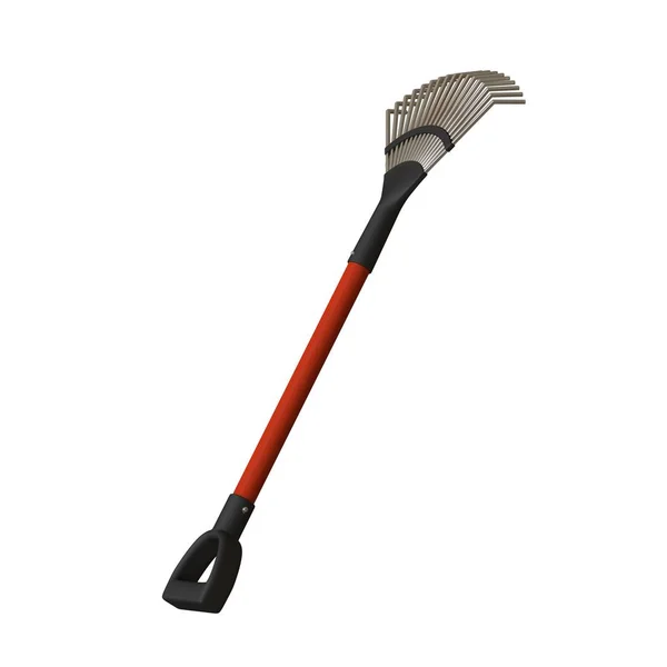 Garden rake on a white background, isolate. 3D rendering of excellent quality in high resolution. It can be enlarged and used as a background or texture. — Stock Photo, Image