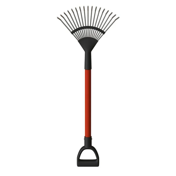 Garden rake on a white background, isolate. 3D rendering of excellent quality in high resolution. It can be enlarged and used as a background or texture. — Stock Photo, Image