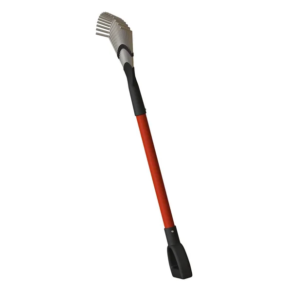 Garden rake on a white background, isolate. 3D rendering of excellent quality in high resolution. It can be enlarged and used as a background or texture. — Stock Photo, Image