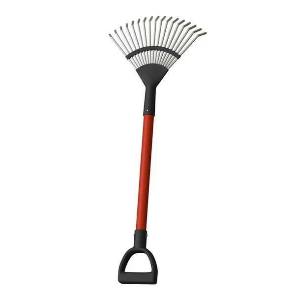 Garden rake on a white background, isolate. 3D rendering of excellent quality in high resolution. It can be enlarged and used as a background or texture. — Stock Photo, Image