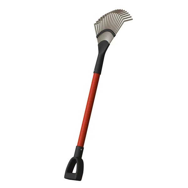 Garden rake on a white background, isolate. 3D rendering of excellent quality in high resolution. It can be enlarged and used as a background or texture. — Stock Photo, Image