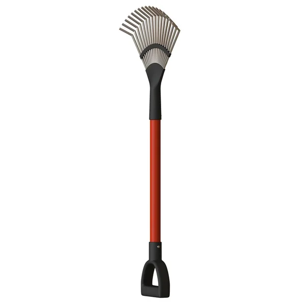 Garden rake on a white background, isolate. 3D rendering of excellent quality in high resolution. It can be enlarged and used as a background or texture. — Stock Photo, Image