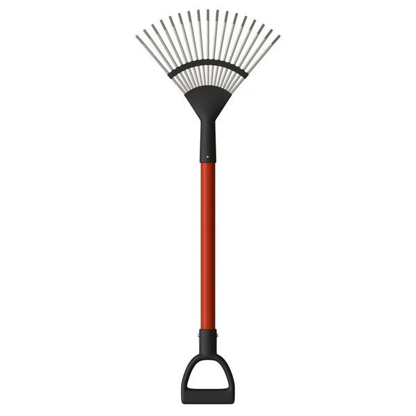 Garden rake on a white background, isolate. 3D rendering of excellent quality in high resolution. It can be enlarged and used as a background or texture. — Stock Photo, Image