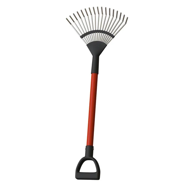 Garden rake on a white background, isolate. 3D rendering of excellent quality in high resolution. It can be enlarged and used as a background or texture. — Stock Photo, Image