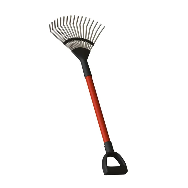 Garden rake on a white background, isolate. 3D rendering of excellent quality in high resolution. It can be enlarged and used as a background or texture. — Stock Photo, Image