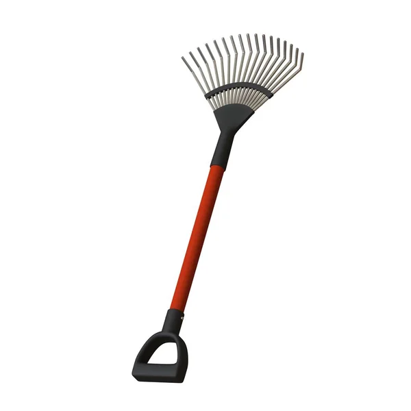 Garden rake on a white background, isolate. 3D rendering of excellent quality in high resolution. It can be enlarged and used as a background or texture. — Stock Photo, Image