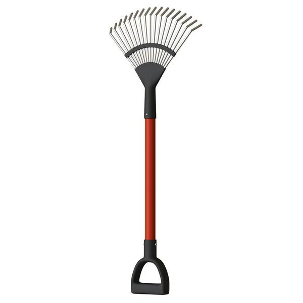 Garden rake on a white background, isolate. 3D rendering of excellent quality in high resolution. It can be enlarged and used as a background or texture. — Stock Photo, Image