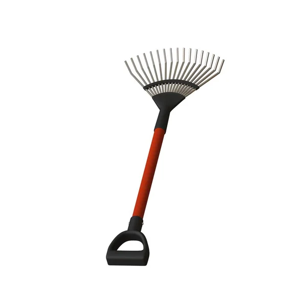 Garden rake on a white background, isolate. 3D rendering of excellent quality in high resolution. It can be enlarged and used as a background or texture. — Stock Photo, Image