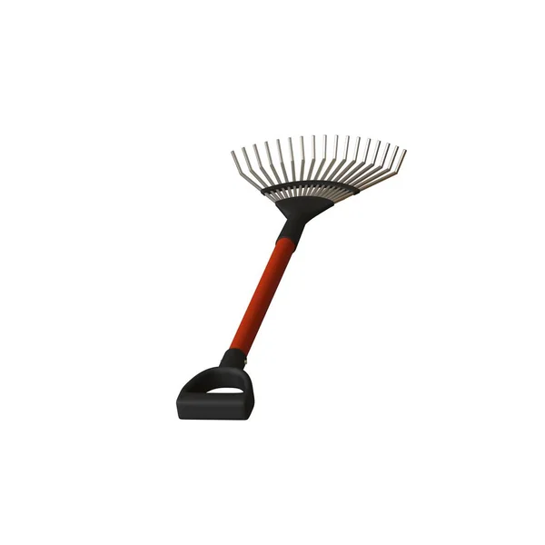 Garden rake on a white background, isolate. 3D rendering of excellent quality in high resolution. It can be enlarged and used as a background or texture. — Stock Photo, Image