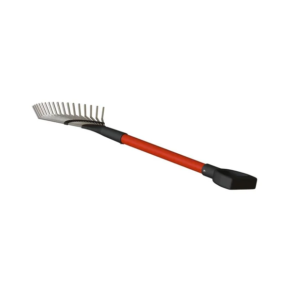 Garden rake on a white background, isolate. 3D rendering of excellent quality in high resolution. It can be enlarged and used as a background or texture. — Stock Photo, Image