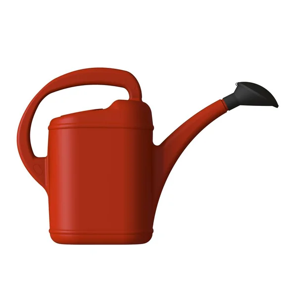 Red garden watering can on a white background, isolate. 3D rendering of excellent quality in high resolution. It can be enlarged and used as a background or texture. — Stock Photo, Image