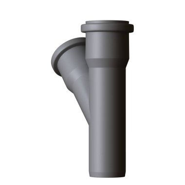 Beyaz arka planda plastik kanalizasyon borusu grisi, izole. Yüksek çözünürlüklü 3D tasarım. Büyütülebilir ve arka plan ya da doku olarak kullanılabilir..