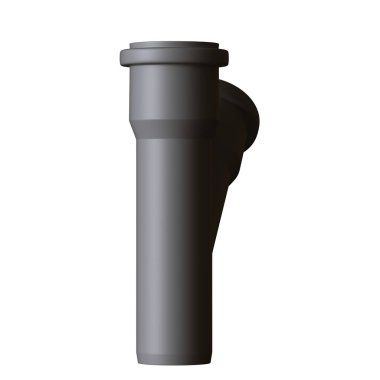 Beyaz arka planda plastik kanalizasyon borusu grisi, izole. Yüksek çözünürlüklü 3D tasarım. Büyütülebilir ve arka plan ya da doku olarak kullanılabilir..