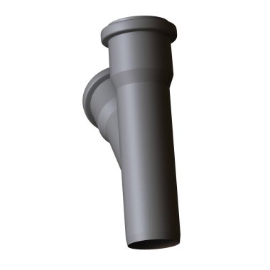 Beyaz arka planda plastik kanalizasyon borusu grisi, izole. Yüksek çözünürlüklü 3D tasarım. Büyütülebilir ve arka plan ya da doku olarak kullanılabilir..