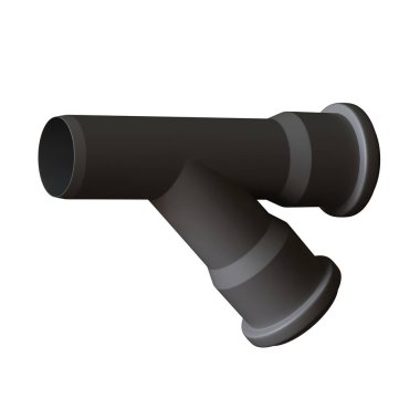 Beyaz arka planda plastik kanalizasyon borusu grisi, izole. Yüksek çözünürlüklü 3D tasarım. Büyütülebilir ve arka plan ya da doku olarak kullanılabilir..