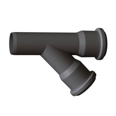 Beyaz arka planda plastik kanalizasyon borusu grisi, izole. Yüksek çözünürlüklü 3D tasarım. Büyütülebilir ve arka plan ya da doku olarak kullanılabilir..