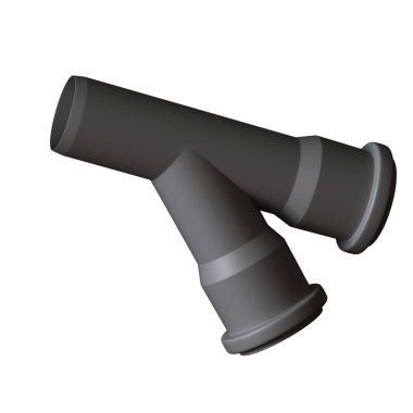 Beyaz arka planda plastik kanalizasyon borusu grisi, izole. Yüksek çözünürlüklü 3D tasarım. Büyütülebilir ve arka plan ya da doku olarak kullanılabilir..