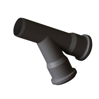 Beyaz arka planda plastik kanalizasyon borusu grisi, izole. Yüksek çözünürlüklü 3D tasarım. Büyütülebilir ve arka plan ya da doku olarak kullanılabilir..