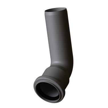 Beyaz arka planda plastik kanalizasyon borusu grisi, izole. Yüksek çözünürlüklü 3D tasarım. Büyütülebilir ve arka plan ya da doku olarak kullanılabilir..
