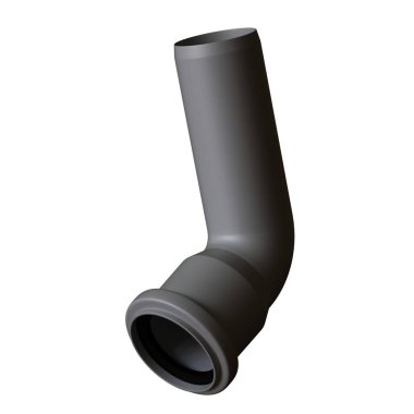 Beyaz arka planda plastik kanalizasyon borusu grisi, izole. Yüksek çözünürlüklü 3D tasarım. Büyütülebilir ve arka plan ya da doku olarak kullanılabilir..