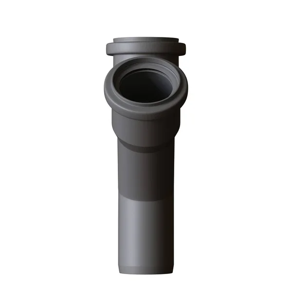 Plastic sewer pipe grey on white background, isolated. 3D rendering of excellent quality in high resolution. It can be enlarged and used as a background or texture. — Stock Photo, Image