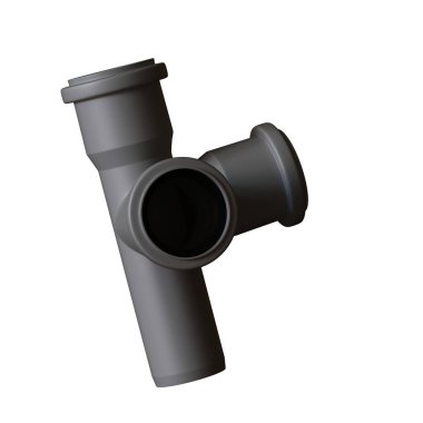Beyaz arka planda plastik kanalizasyon borusu grisi, izole. Yüksek çözünürlüklü 3D tasarım. Büyütülebilir ve arka plan ya da doku olarak kullanılabilir..