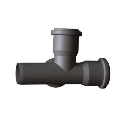 Beyaz arka planda plastik kanalizasyon borusu grisi, izole. Yüksek çözünürlüklü 3D tasarım. Büyütülebilir ve arka plan ya da doku olarak kullanılabilir..